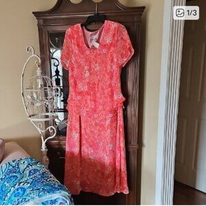 Coldwater Creek Pink Flutter Sleeve Dress